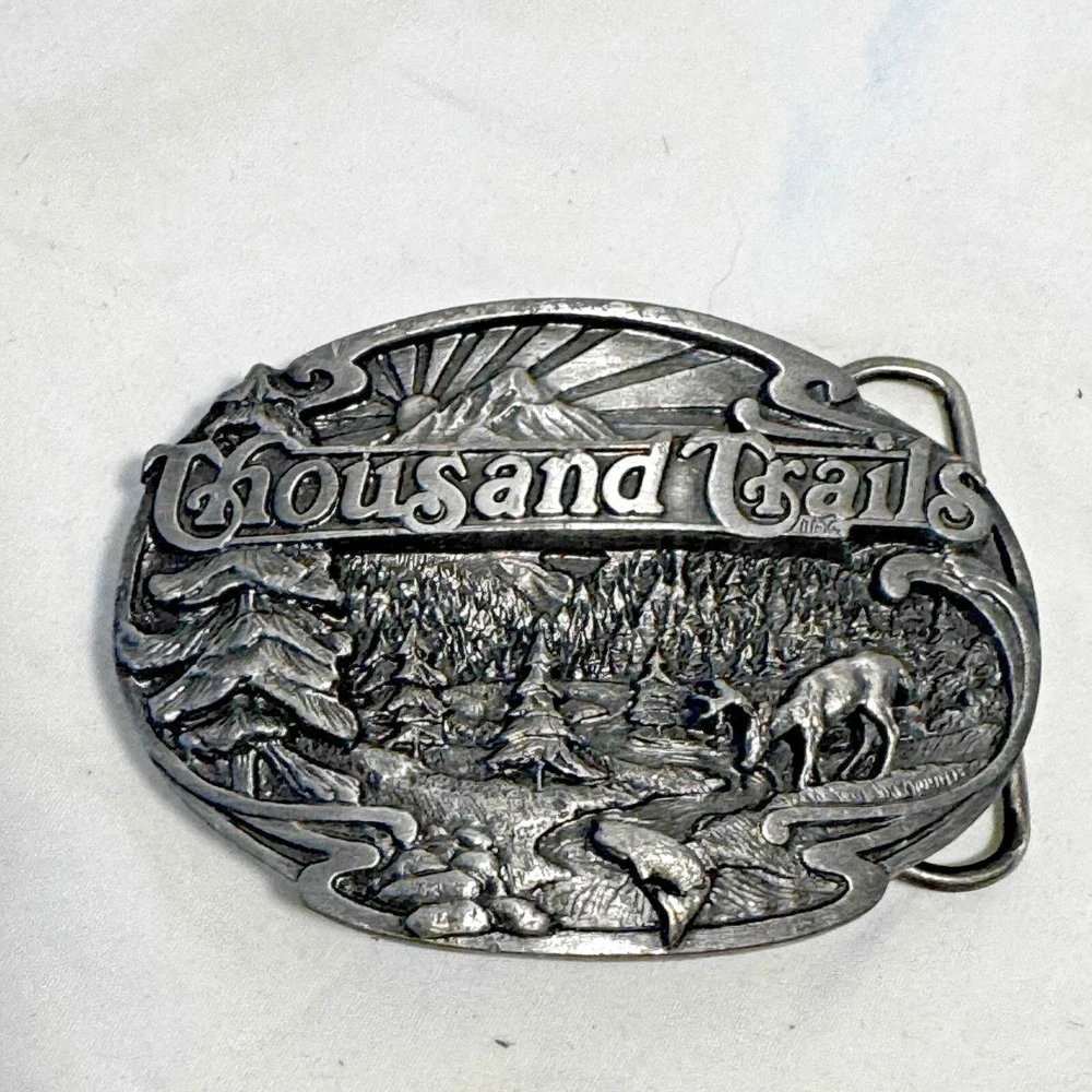 Vintage 1989 Siskiyou Thousand Trails Belt Buckle 2221‎ of 5000 Deer Horizon